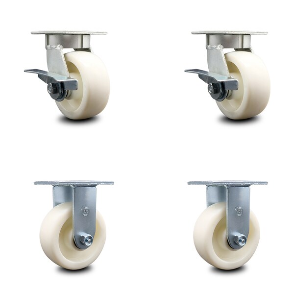 5 Inch Kingpinless Nylon Wheel Swivel Caster Swivel 2 Rigid, 2PK